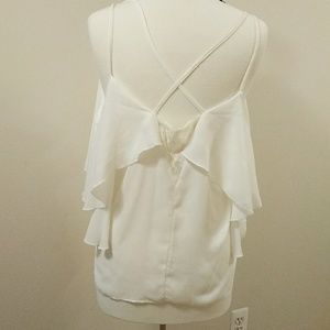 Miss Lili white cold shoulders blouse size XL.